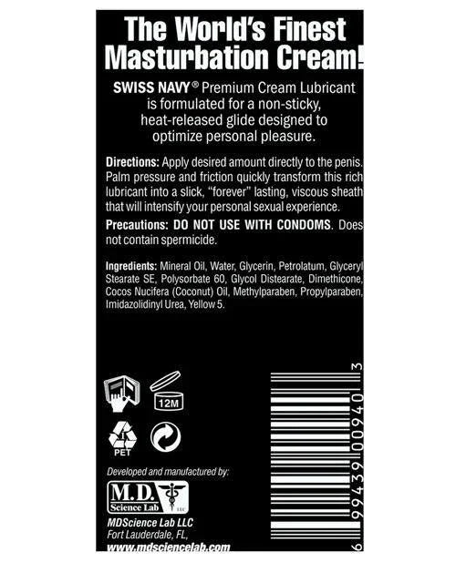 Swiss Navy Premium Masturbation Cream - 5 Oz Tube - Buy At Luxury Toy X - Free 3-Day Shipping