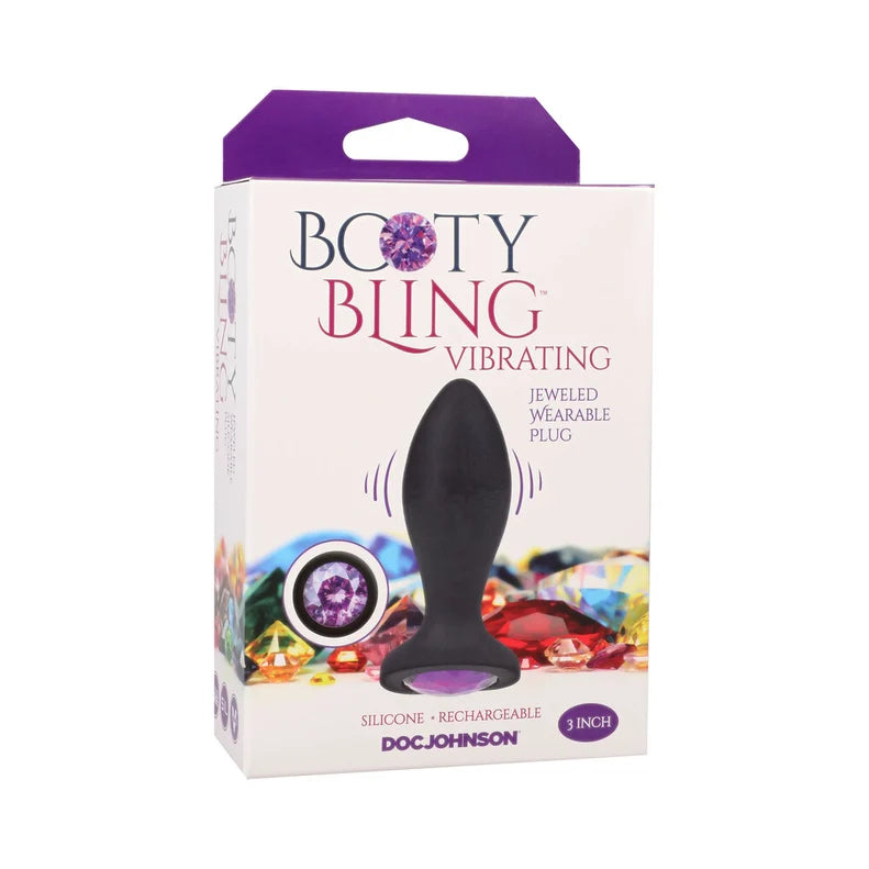 Booty Bling Jeweled Vibrating Plug 3in