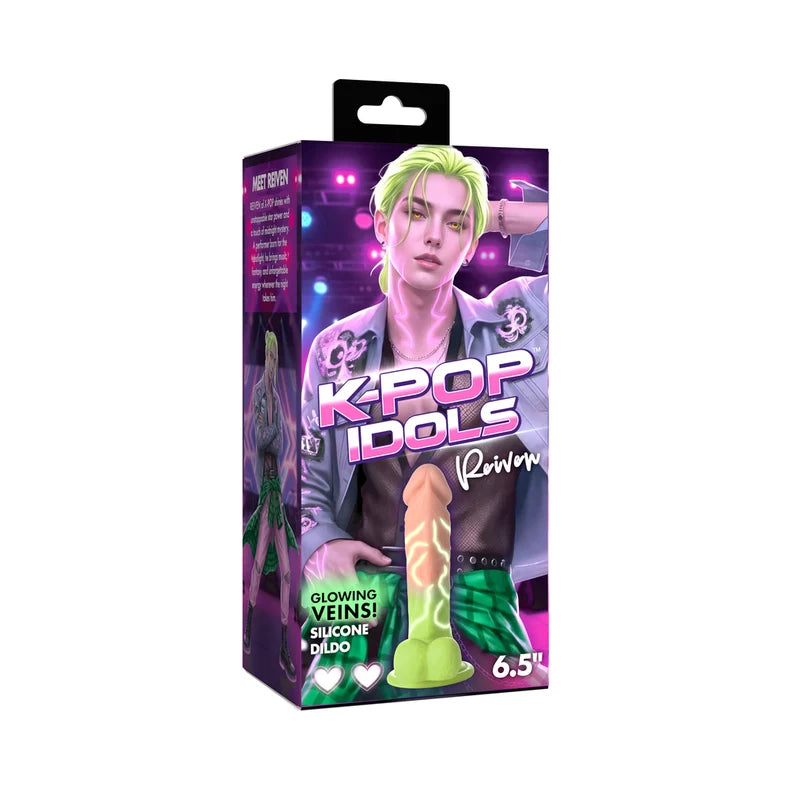 K Pop Reiven Glow Silicone Dildo with Balls 6.5in
