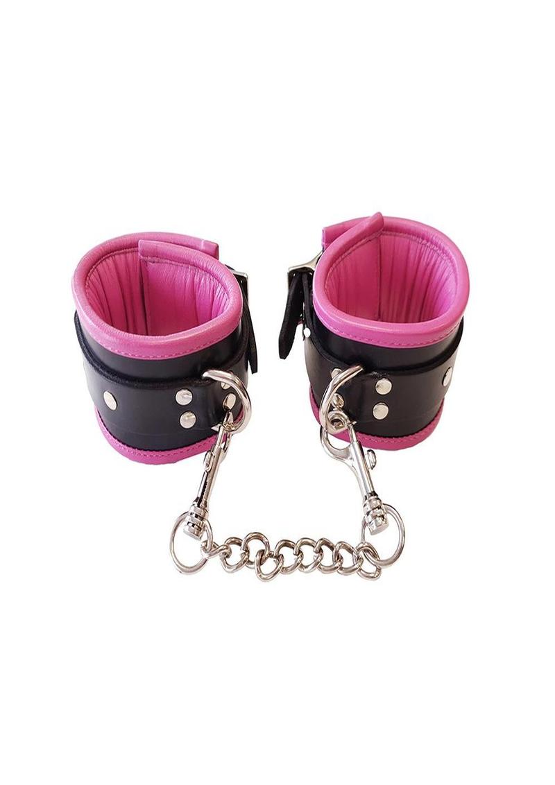 Rouge Padded Leather Ankle Cuffs