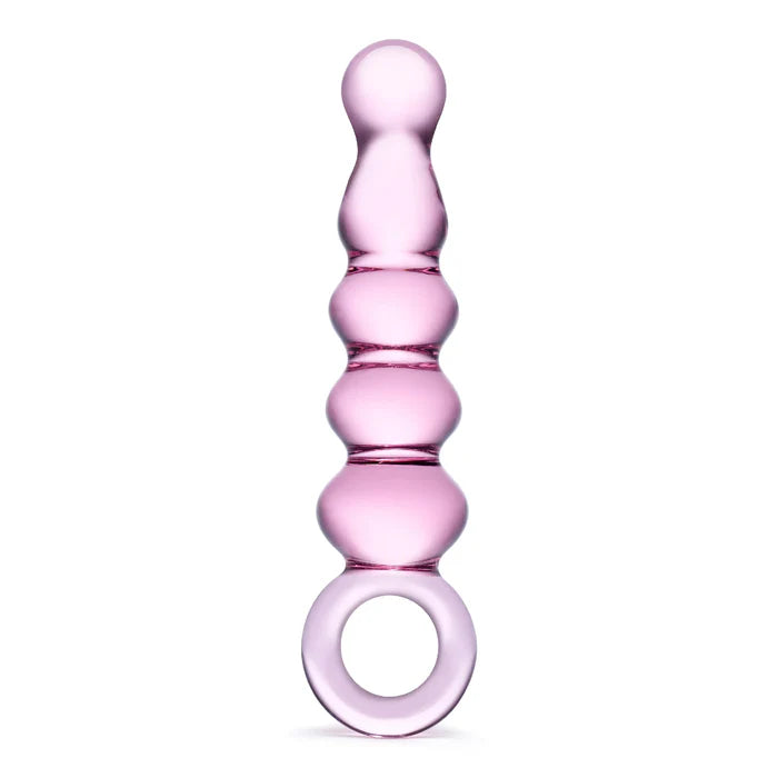 Glas Quintessence – Beaded Glass Anal Slider with Ring Handle