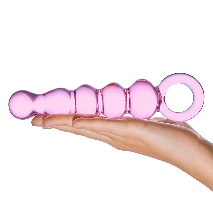 Glas Quintessence – Beaded Glass Anal Slider with Ring Handle