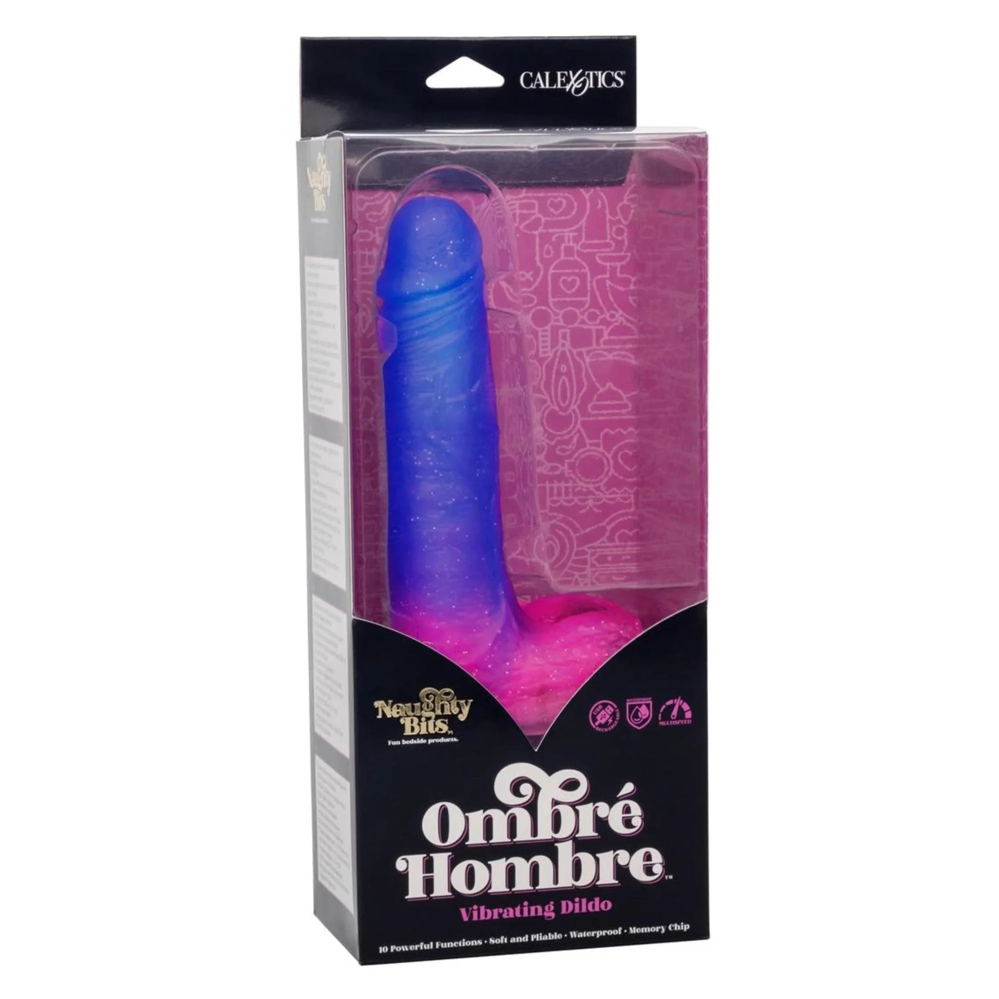 CalExotics Naughty Bits Ombre Hombre Rechargeable Silicone Vibrating Dildo