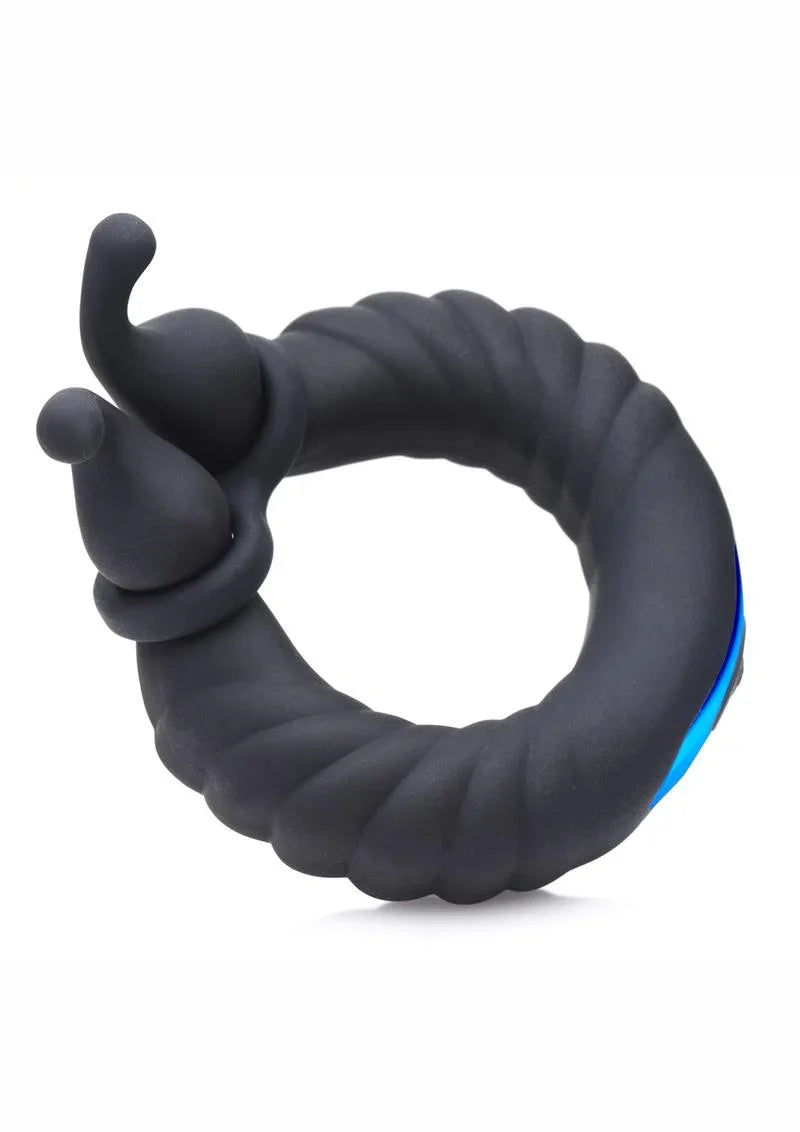 Trinity Men 10X Cock Cobra Dual Stimulating Rechargeable Silicone Cock Ring