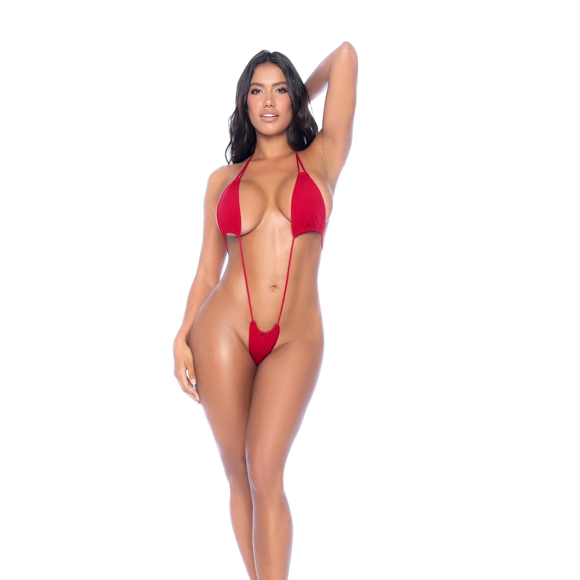 Mapale Red Micro Monokini with Adjustable Straps and Brazilian Thong Cut – Resort 2025