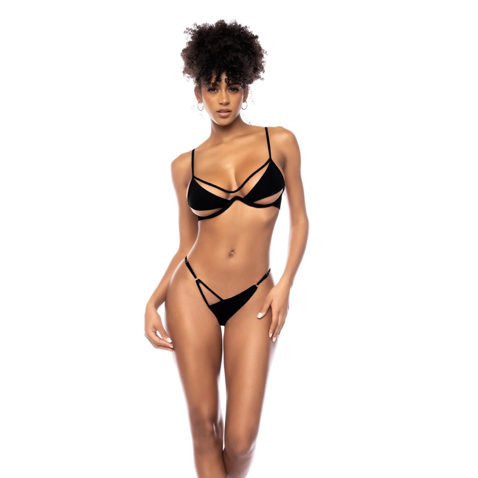 Mapale Resort 2025 Black Sheer Mesh Underwire Bikini Set – Strappy Two-Piece Swimsuit