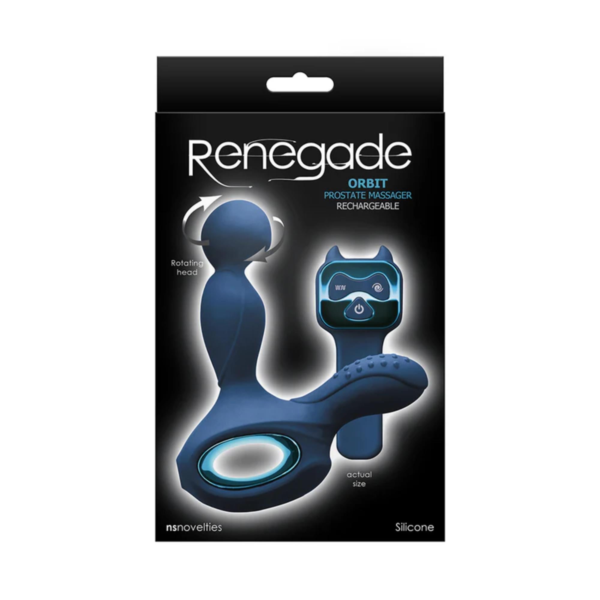 Renegade Orbit Rechargeable Silicone Vibrating Rotating Heated Prostate Stimulator with Remote Control