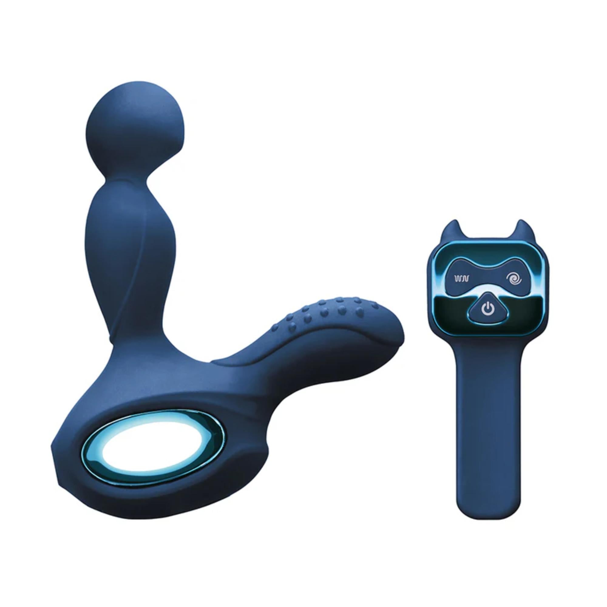 Renegade Orbit Rechargeable Silicone Vibrating Rotating Heated Prostate Stimulator with Remote Control
