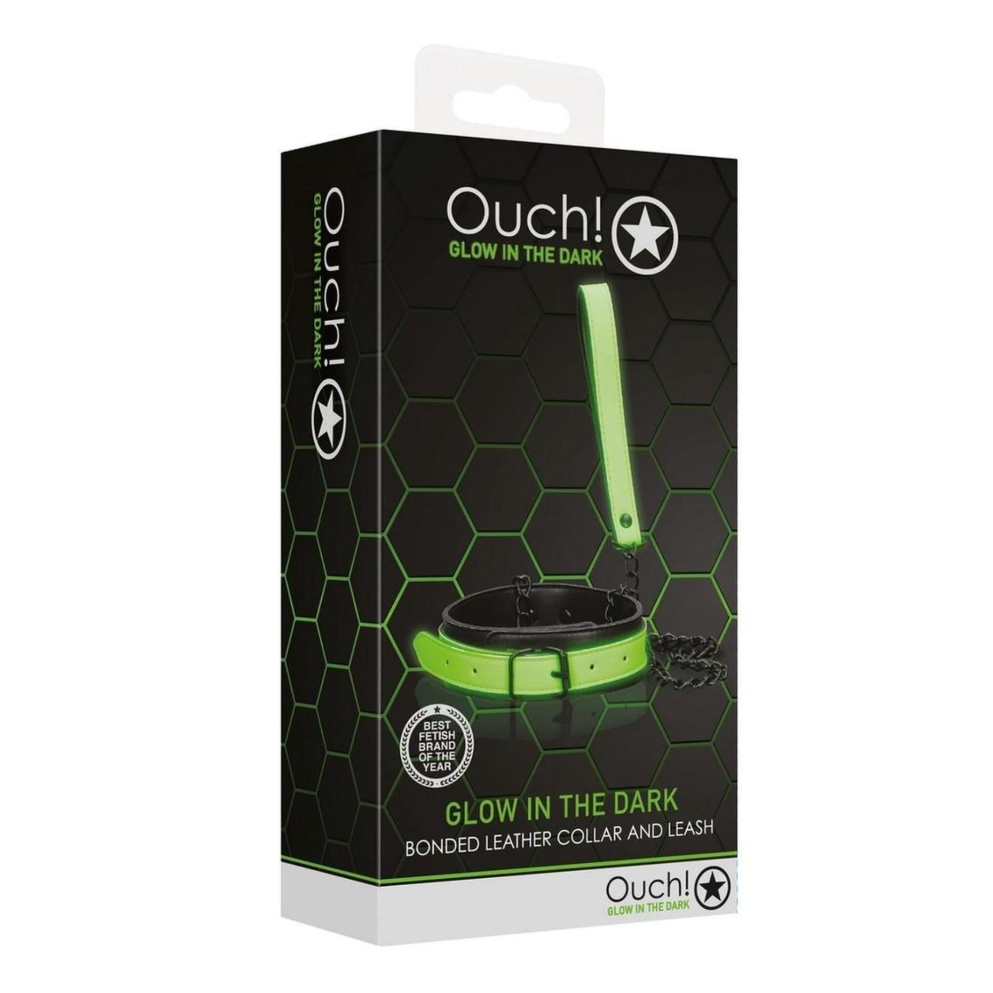 Ouch! Glow in the Dark Collar and Leash Set Neon Green
