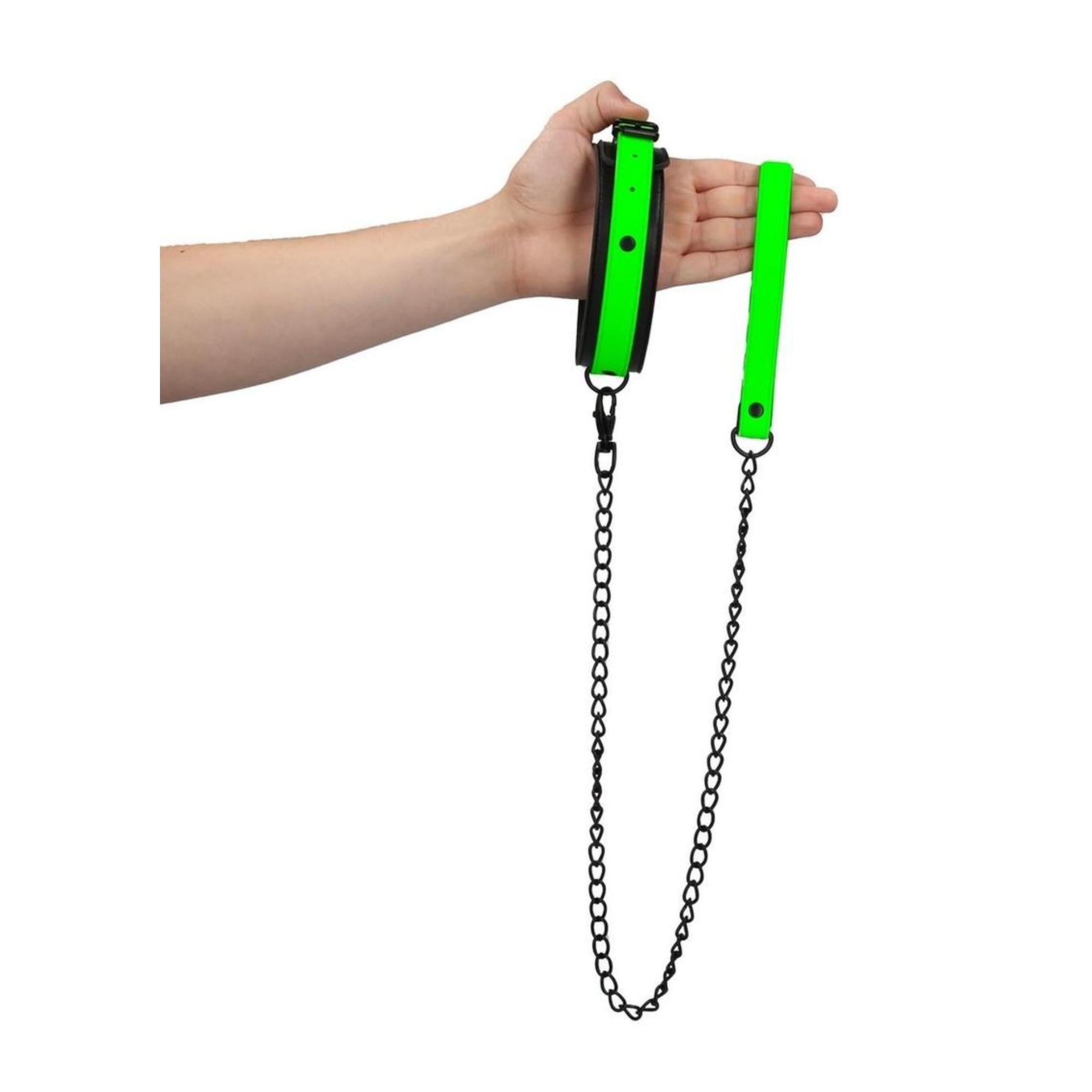 Ouch! Glow in the Dark Collar and Leash Set Neon Green