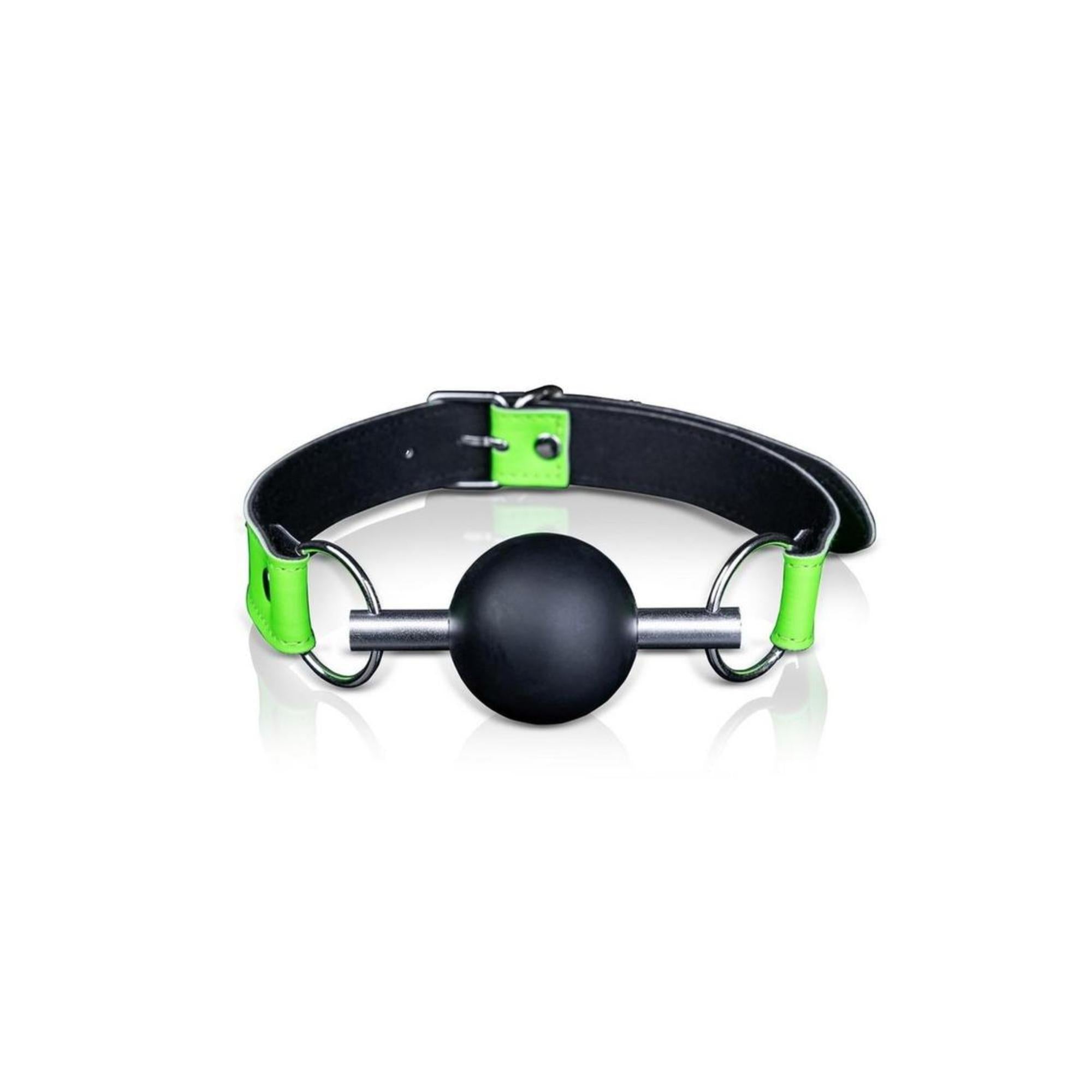Ouch! Glow in the Dark Bonded Leather Solid Ball Gag Neon Green