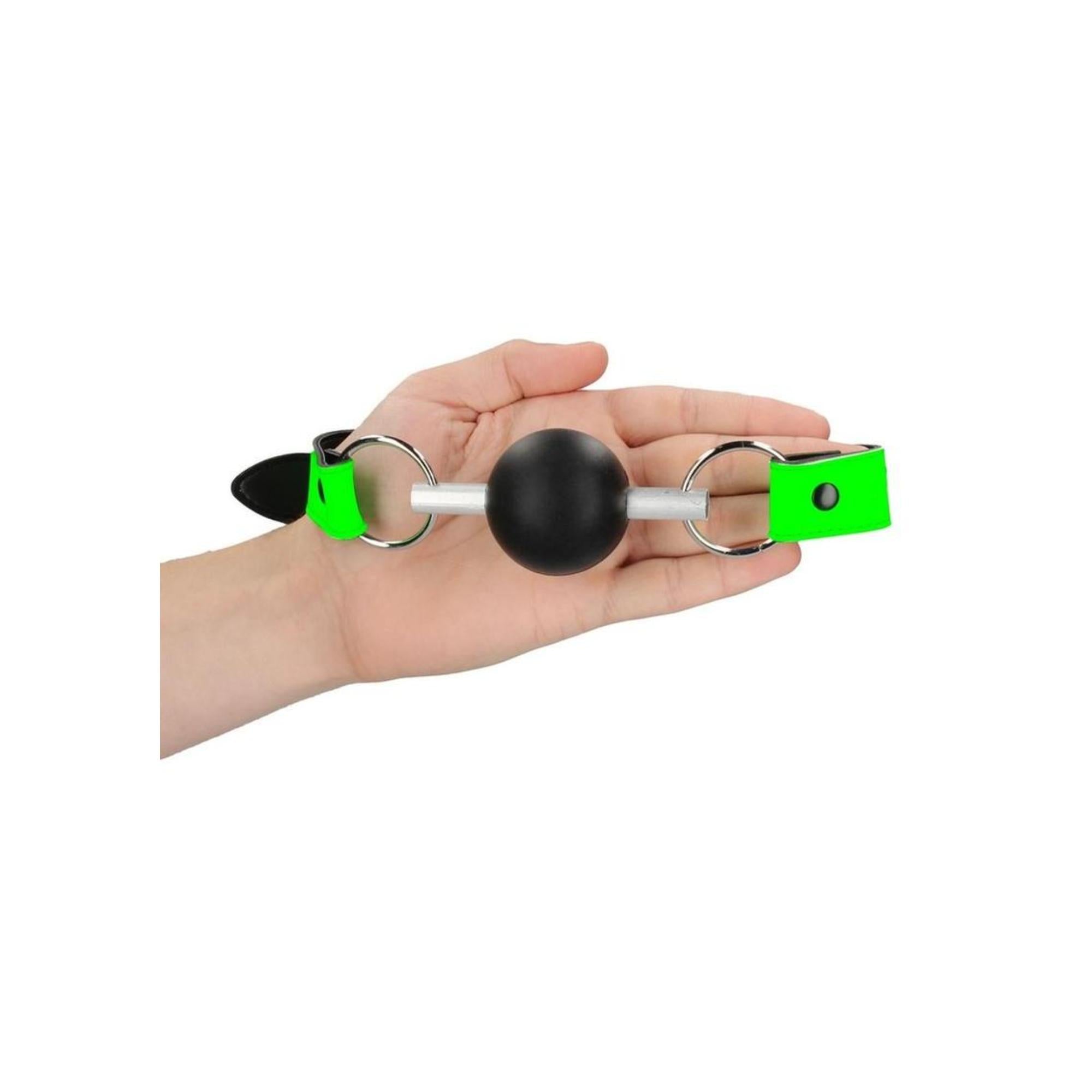 Ouch! Glow in the Dark Bonded Leather Solid Ball Gag Neon Green