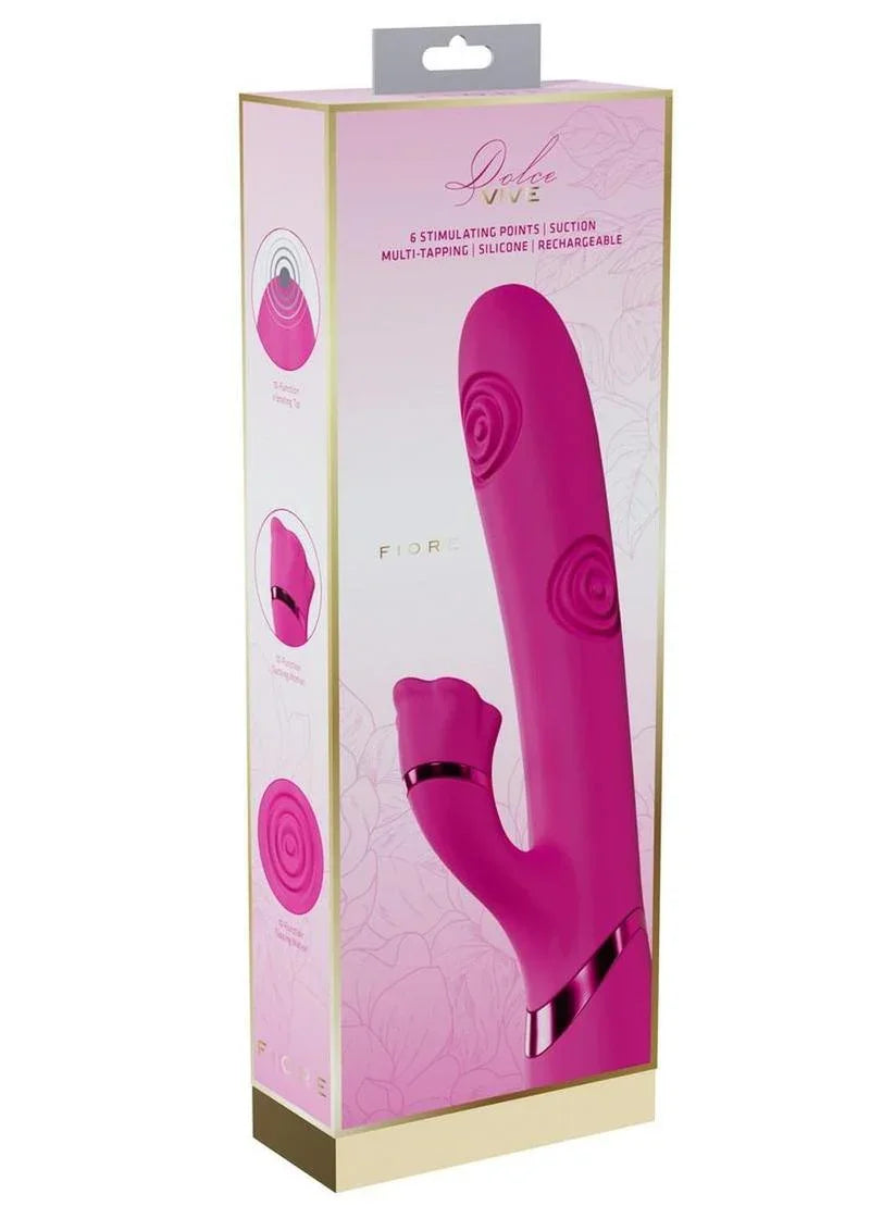 Vive Fiore Silicone Rechargeable Triple Motor G-Spot Air Wave VIbrating and Tapping Flared Clit Stimulator