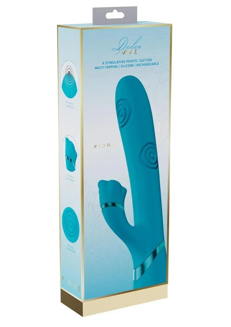 Vive Fiore Silicone Rechargeable Triple Motor G-Spot Air Wave VIbrating and Tapping Flared Clit Stimulator