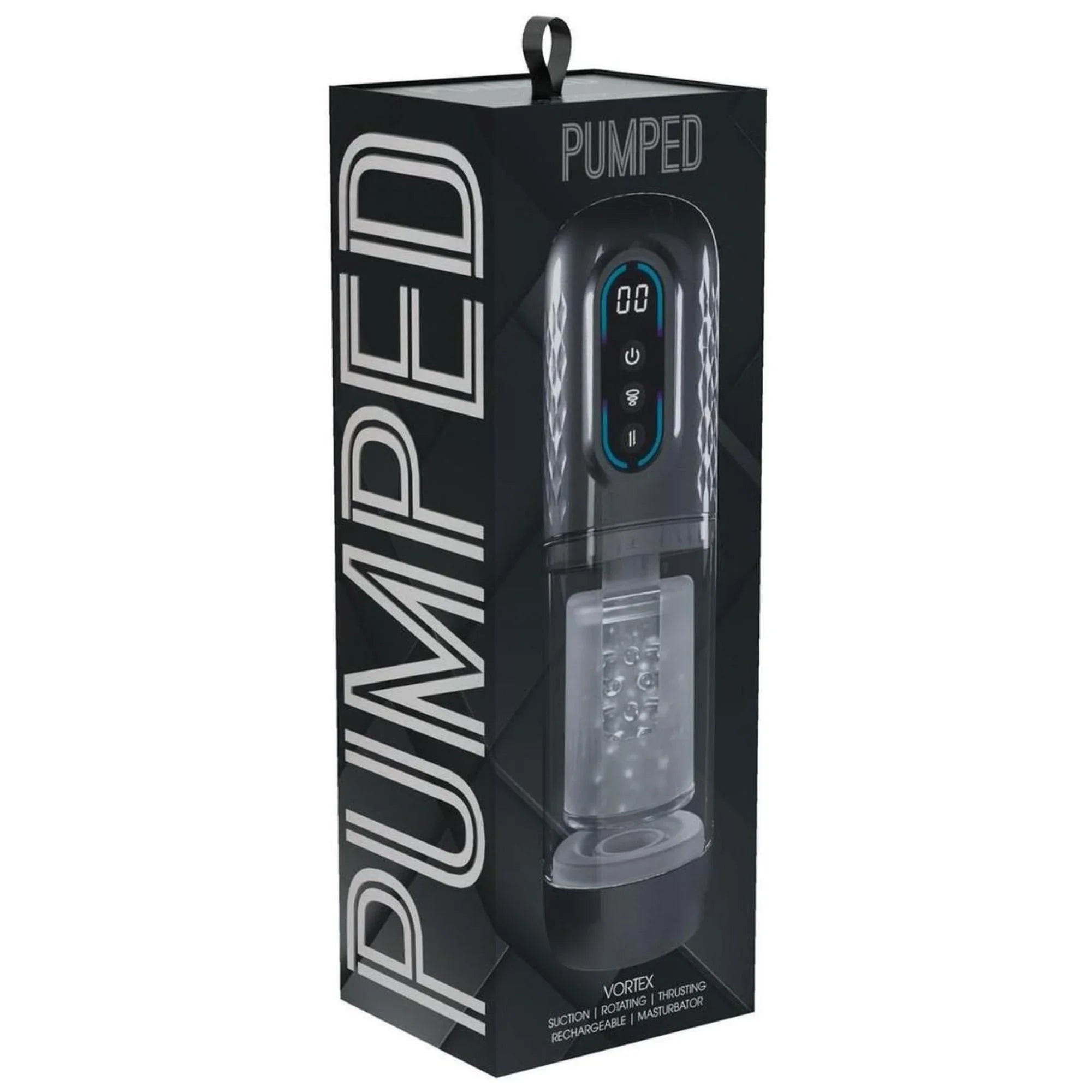 Pumped Vortex Multi Function Suction Rotating Thrusting Rechargeable Masturbator