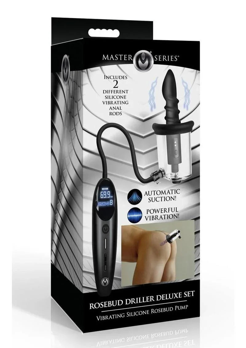 Master Series Rosebud Driller Deluxe Set Vibrating Silicone Rosebud Pump