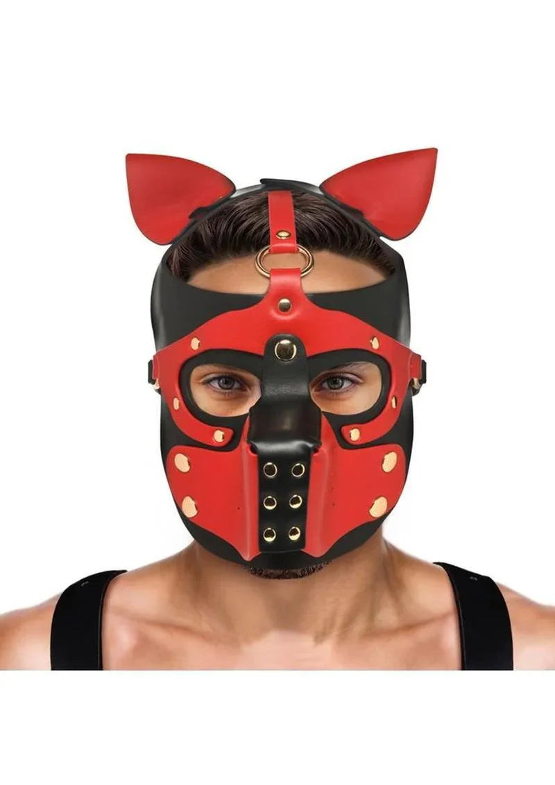 Master Series Vegan Leather Hound Hood with Removable Muzzle