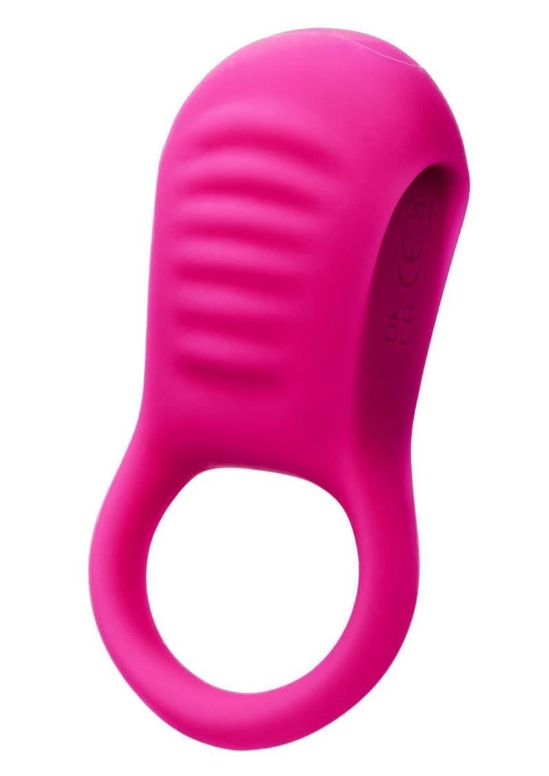 Basic Essentials Rechargeable Ridge Rider Silicone Cock Ring – Textured Vibrating Ring