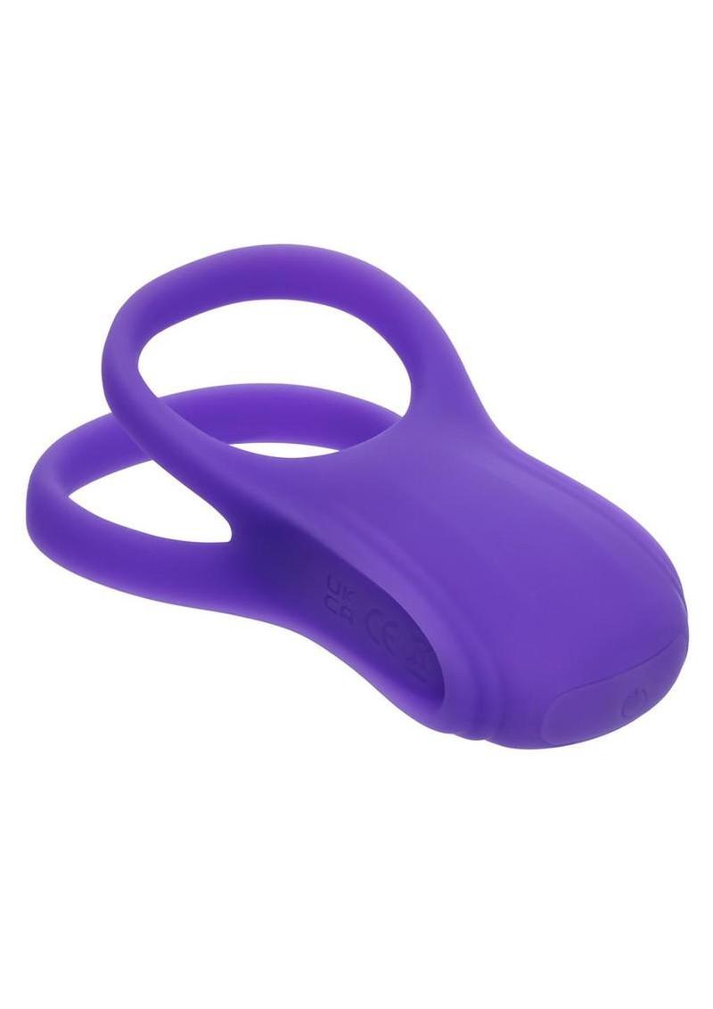 Basic Essentials Rechargeable Silicone Dual Support Cock Ring – Vibrating Dual Ring