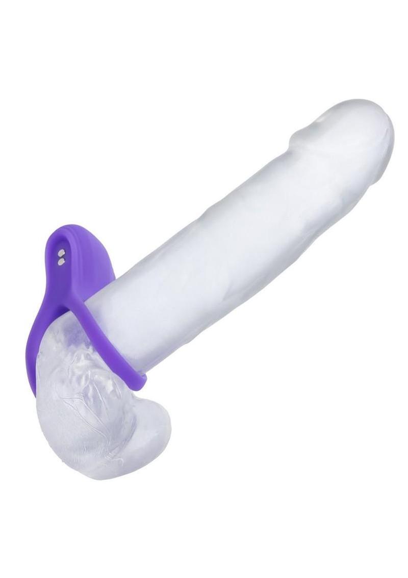 Basic Essentials Rechargeable Silicone Dual Support Cock Ring – Vibrating Dual Ring