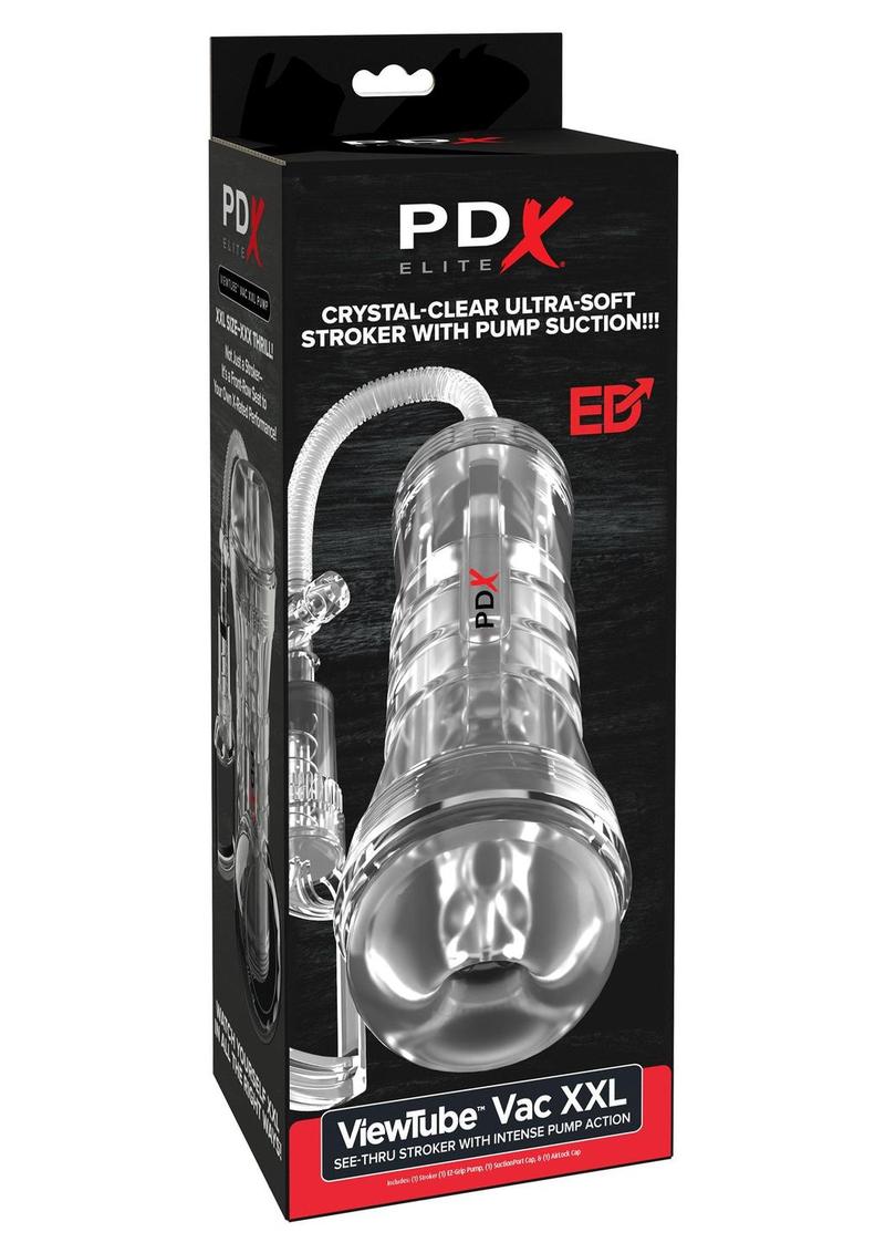 PDX Elite ViewTube Vac XXL Pump See-Thru EZ-Grip Stroker – Clear