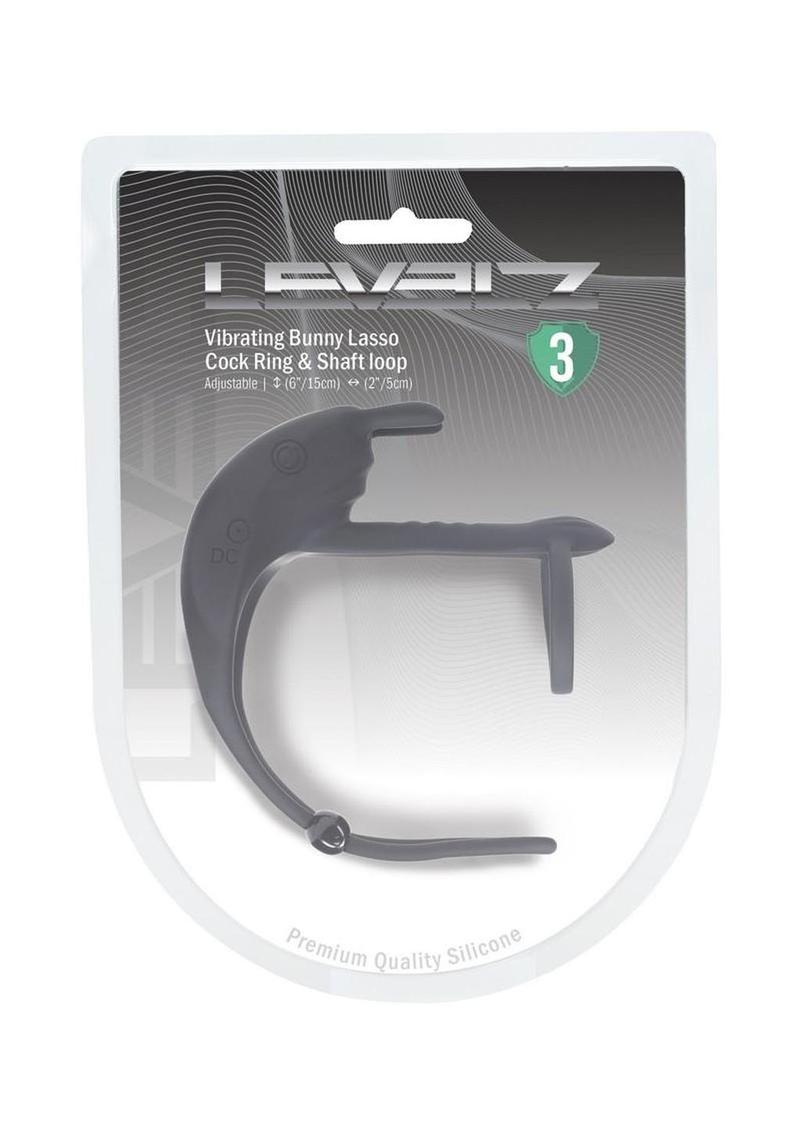 Levelz Adjustable Bunny Vibrating Rechargeable Silicone Lasso Cock Ring & Shaft loop