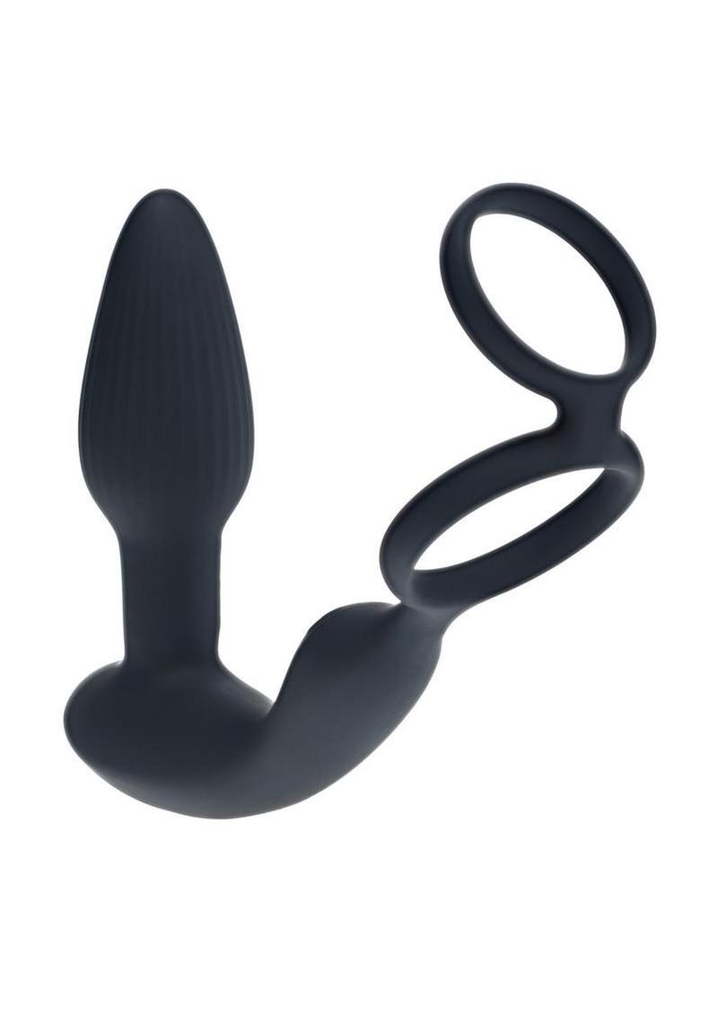 Levelz Dual Vibrating Rechargeable Silicone Prostate Stimulator with Rotating Beads Cock & Balls Rings with Remote Control