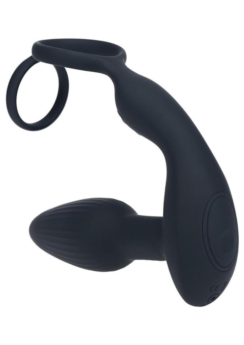 Levelz Dual Vibrating Rechargeable Silicone Prostate Stimulator with Rotating Beads Cock & Balls Rings with Remote Control
