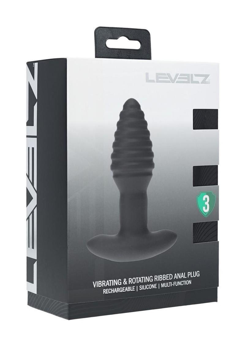 Levelz Vibrating & Rotating Ribbed Silicone Rechargeable Anal Plug with Remote Control