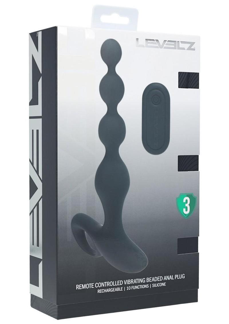 Levelz Beaded Vibrating Silicone Rechargeable Anal Plug with Remote Control