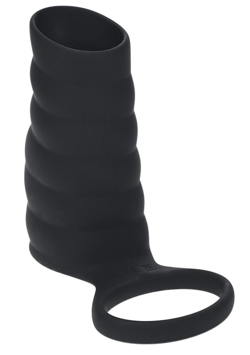 Levelz Vibrating Ribbed Silicone Cock Sleeve & Ball Ring