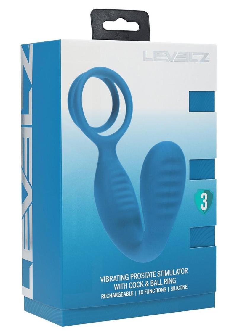 Levelz Vibrating Prostate Stimulator with Cock & Ball Ring Rechargeable Silicone Levelz Vibrating Prostate Stimulator with Cock & Ball Ring Rechargeable Silicone