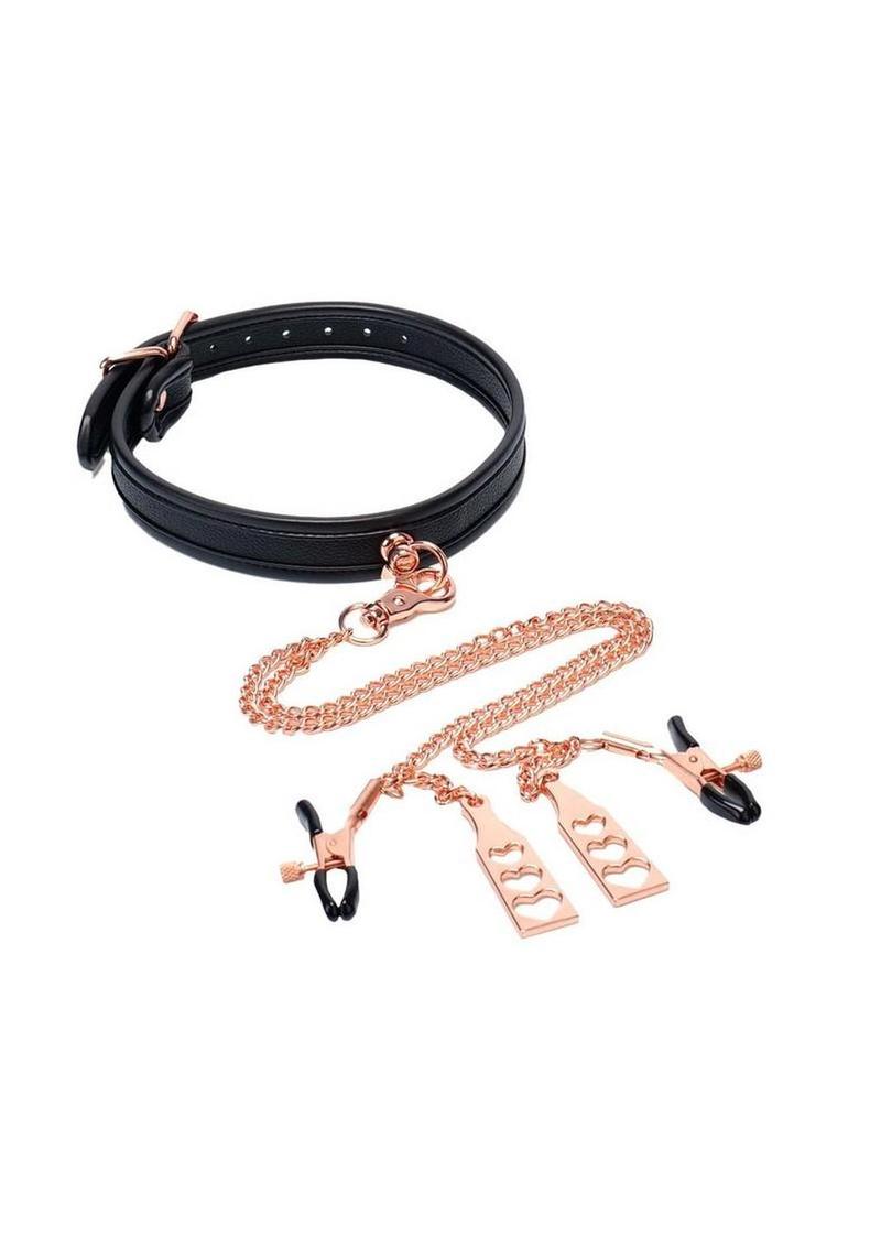 Punishment Choker & Nipple Clamps Set