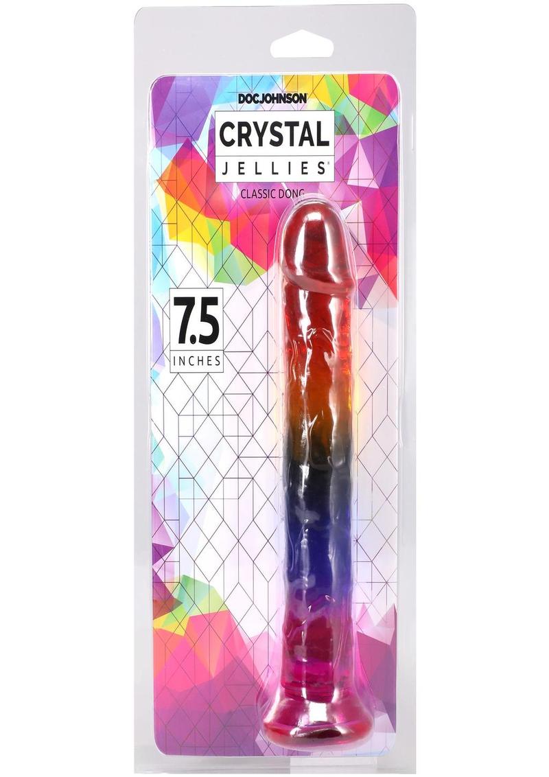 Crystal Jellies 7.5” Rainbow Dildo with Suction Cup – Flexible Veiny Texture Classic Design