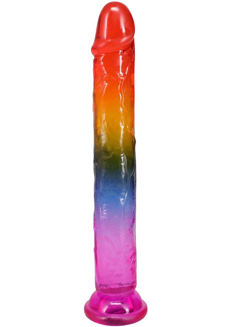 Crystal Jellies 7.5” Rainbow Dildo with Suction Cup – Flexible Veiny Texture Classic Design