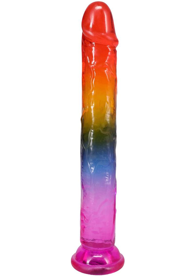 Crystal Jellies 7.5” Rainbow Dildo with Suction Cup – Flexible Veiny Texture Classic Design