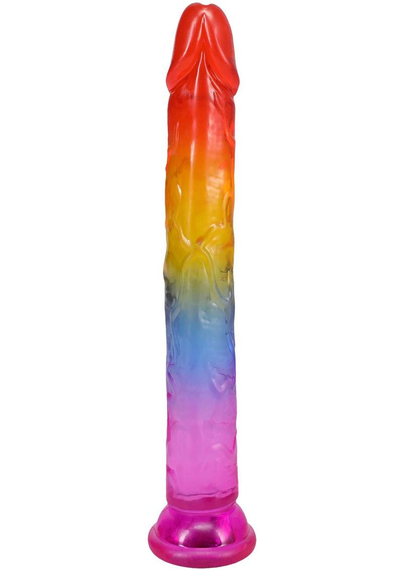Crystal Jellies 7” Rainbow Dildo – Flexible Veiny Texture Classic Dong Design