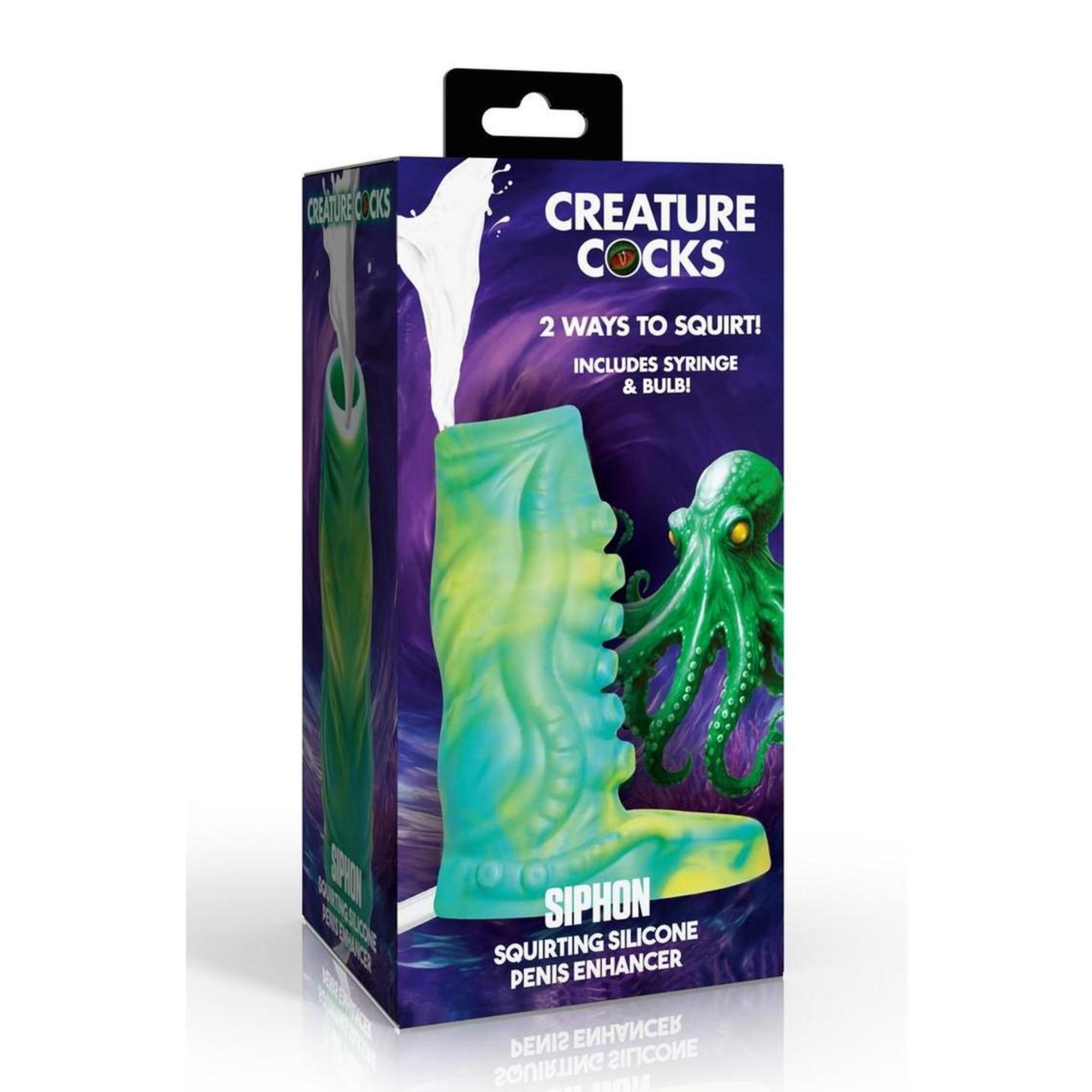 Creature Cocks Tentacle Squirting Silicone Penis Enhancer – Fantasy Monster Sleeve with C-Ring