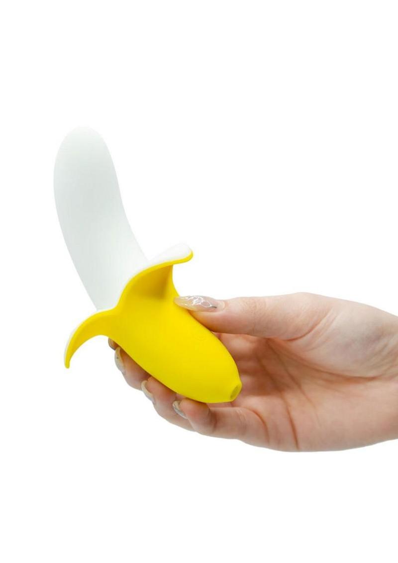 Banana Bliss Mini Rechargeable Silicone Banana Vibrator with Clitoral Stimulator