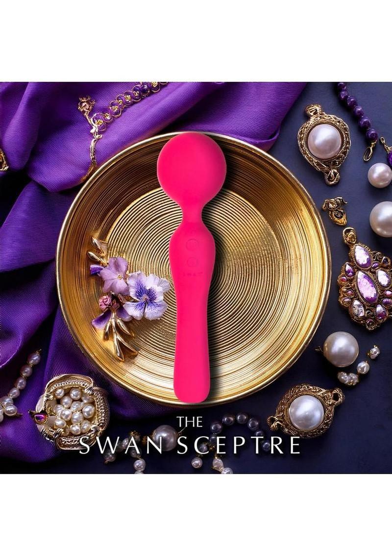 The Swan Sceptre Rechargeable Silicone Dual-End Wand Massager