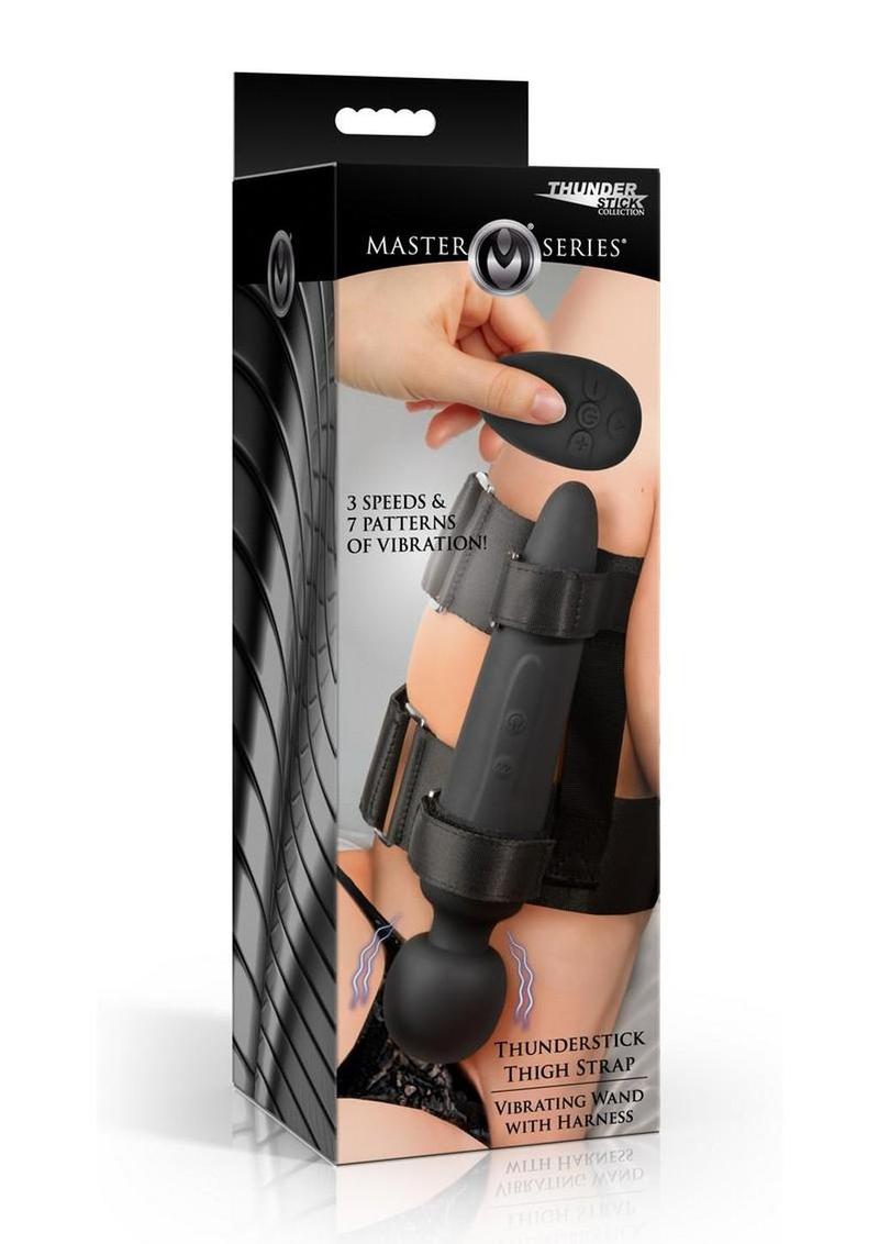 Master Series Thunderstick Thigh Strap Rechargeable Vibrating Wand with Remote