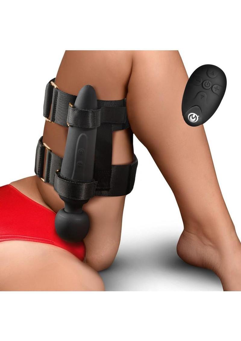 Master Series Thunderstick Thigh Strap Rechargeable Vibrating Wand with Remote