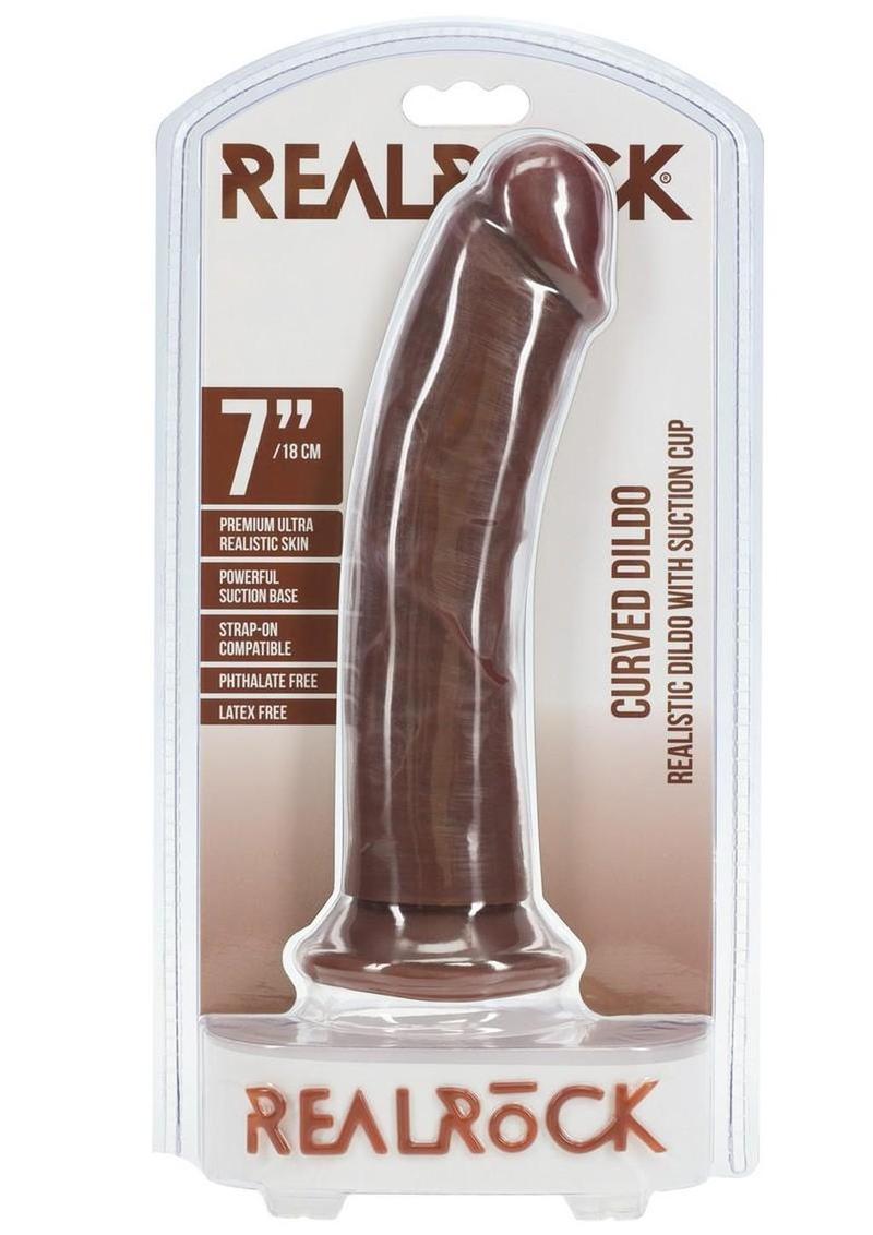 RealRock Curved Realistic Dildo with Suction Cup 7in – Harness Compatible