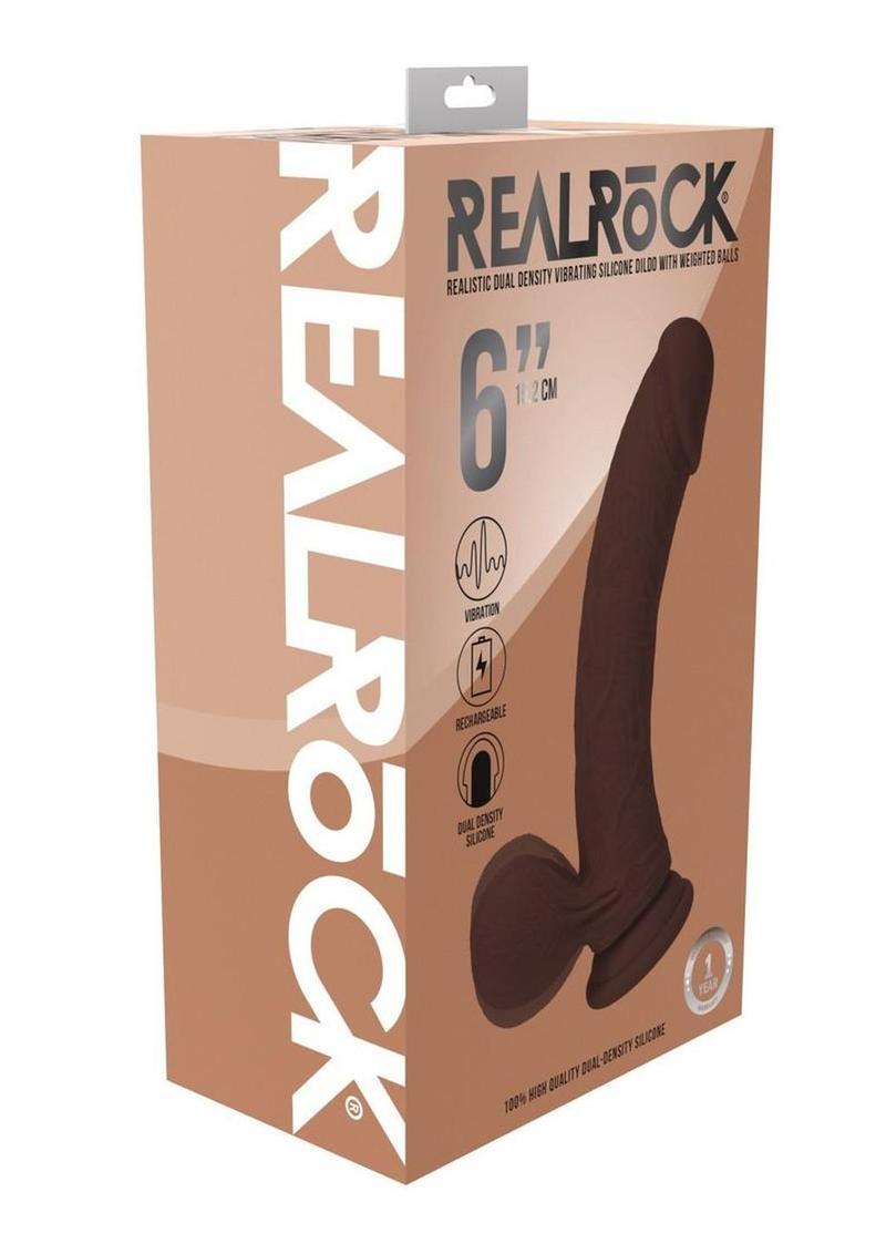 RealRock Dual Density Vibrating Dildo 6in – Rechargeable Silicone with Weighted Base