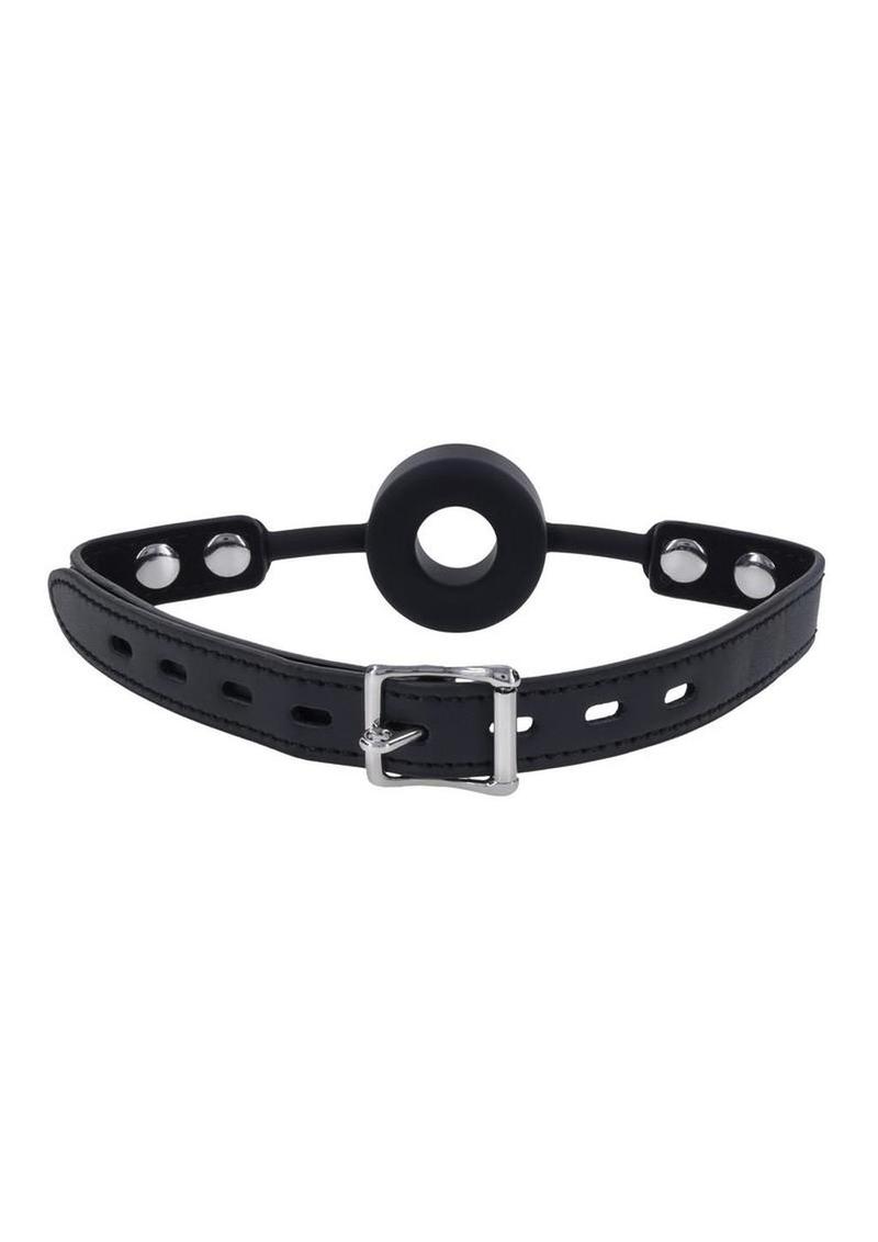Edge Silicone Ring Gag with Adjustable Faux Leather Strap