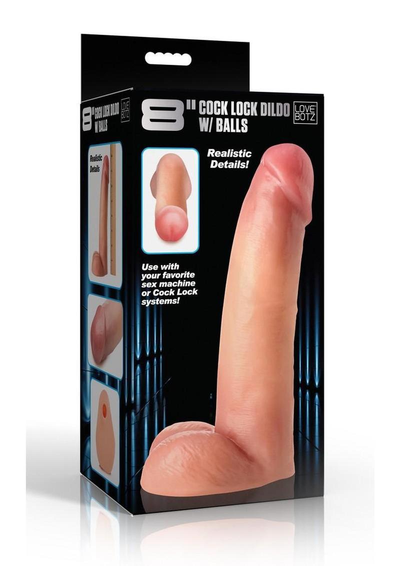 LoveBotz Cock Lock Realistic Dildo with Balls 8” – Machine Compatible PVC