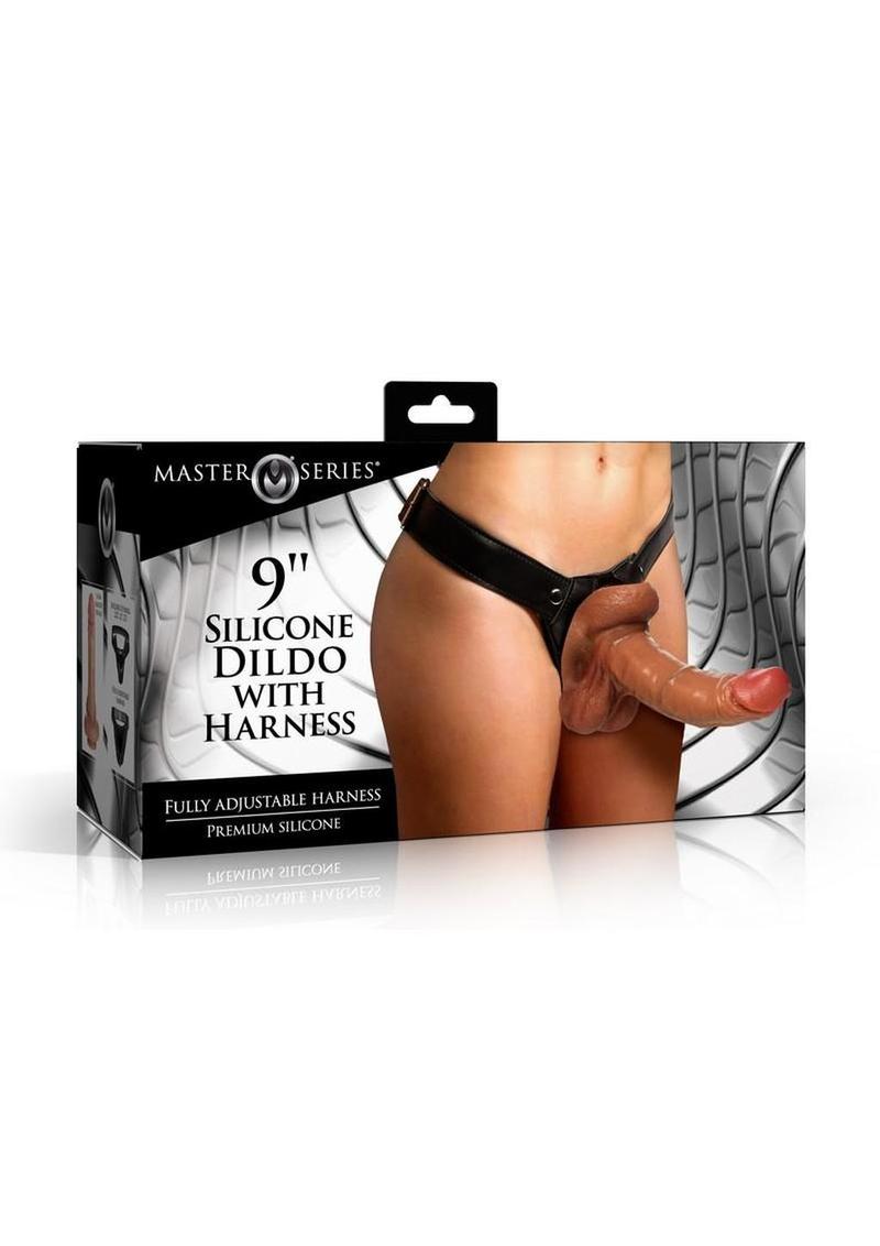Master Series 9” Silicone Realistic Dildo with Harness – Strap-On Set with Adjustable Fit