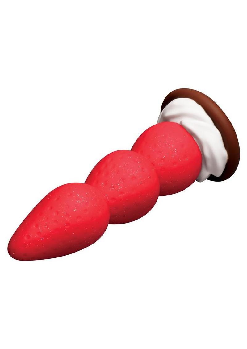 Simply Sweet Strawberry Sweet Cream Silicone Dildo 7.8” – Suction Cup & Harness Compatible