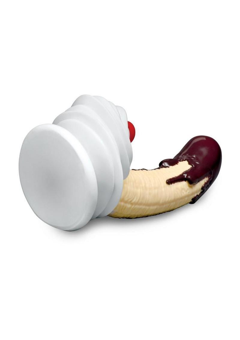 Simply Sweet Chocolate Dipped Banana Split Silicone Dildo 7.4” with Suction Base