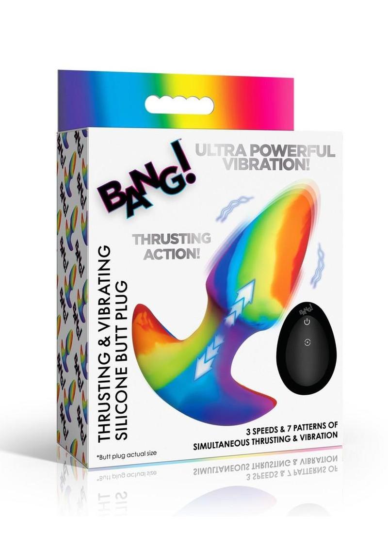 Bang Thrusting & Vibrating Silicone Butt Plug – Rechargeable Remote Control